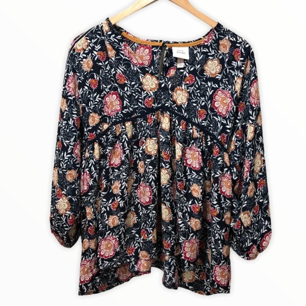 {Knox Rose} Floral Boho Peasant Blouse